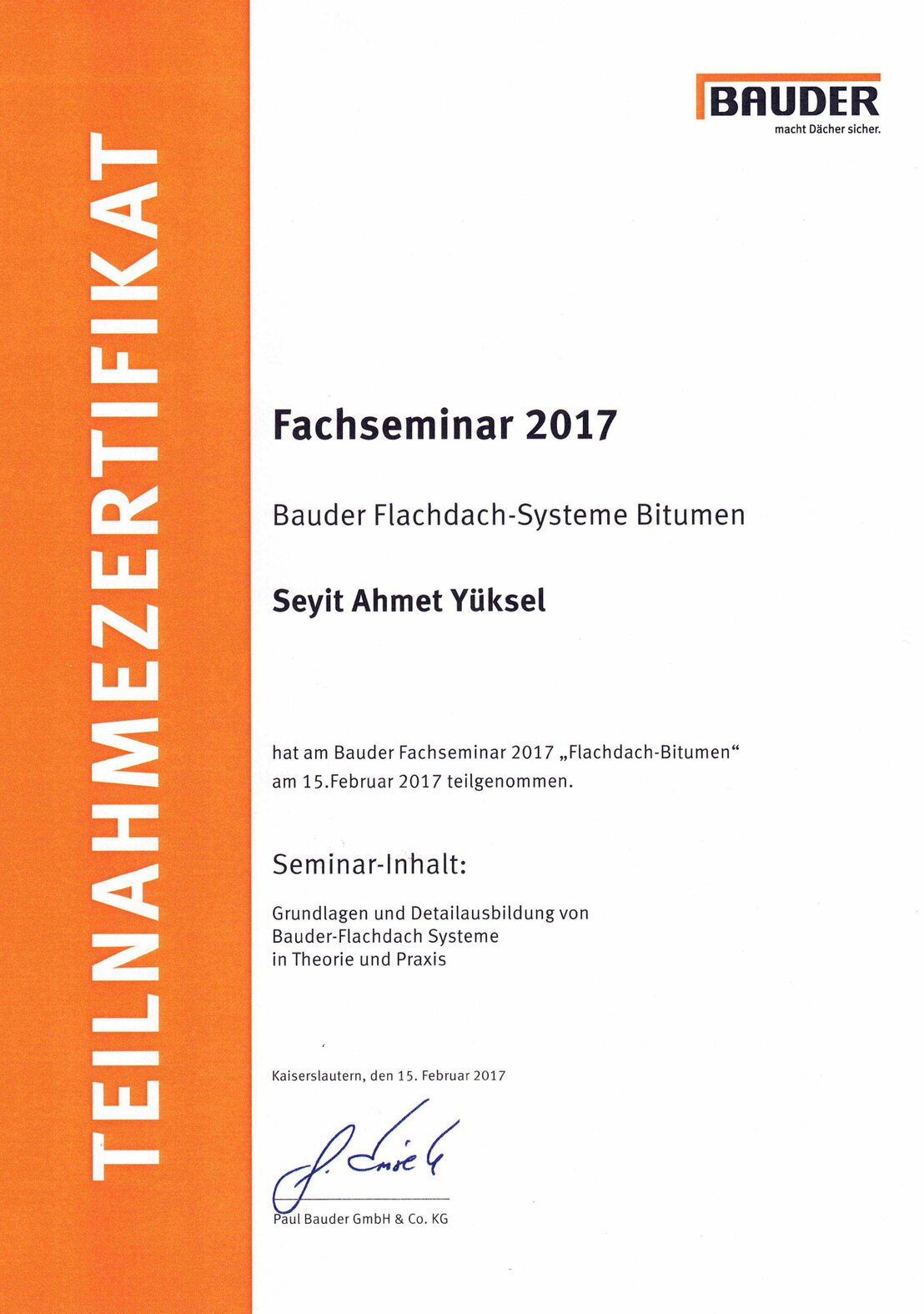 Zertifikat für Bitumen